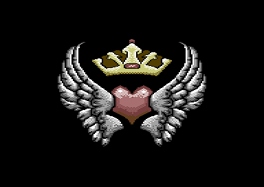C64 pixel art: winged heart with crown